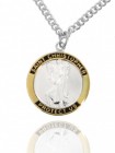 Men's Round Two-Tone Sterling Silver Saint Christopher Medal