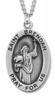 Men's Sterling Silver Oval St. Brendan Necklace