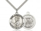 Men's Sterling Silver St Christopher Navy Pendant