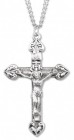 Men's Textured Heart Tip Crucifix Necklace, Sterling Silver with Chain Options