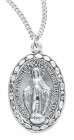 Women's Sterling Silver Miraculous Necklace with Beaded Border with Chain Options