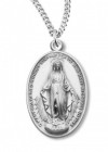 Women's Sterling Silver Oval Miraculous Pendant with Chain Options