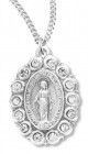 Women's Miraculous Necklace with Clear Crystal Stones Oval Sterling Silver with Chain Options