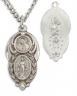 Women's Sacred Heart and Miraculous Stacked Pendant with Chain Options