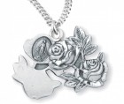 Miraculous Necklace with Large Triple Slide Rose, Sterling Silver with Chain