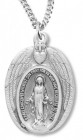 Women's Sterling Silver Oval Miraculous Necklace with Wings with Chain Options