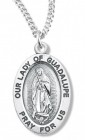 Women's Our Lady of Guadalupe Necklace, Sterling Silver with Chain Options