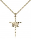 Doves Cross Pendant, Gold Filled