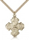 4 Way Cross Pendant, Gold Filled