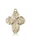 4 Way Cross Pendant, 14 Karat Gold