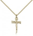 Nail Crucifix Pendant, Gold Filled