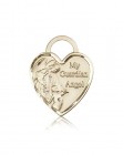 Guardian Angel Heart Medal, 14 Karat Gold