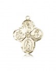 4 Way Cross Pendant, 14 Karat Gold