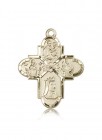 Franciscan 4 Way Cross Pendant, 14 Karat Gold