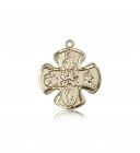 5 Way Cross Pendant, 14 Karat Gold