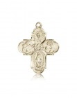 4 Way Cross Pendant, 14 Karat Gold