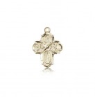 4 Way Cross Pendant, 14 Karat Gold