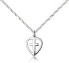 Heart Cross Pendant, Sterling Silver