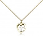 Heart Cross Pendant, Two-Tone