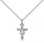 San Damiano Crucifix Pendant, Sterling Silver