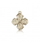 4 Way Cross Pendant, 14 Karat Gold