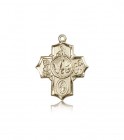 5 Way Cross Pendant, 14 Karat Gold