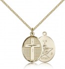 Army Cross Pendant, Gold Filled