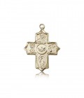 5 Way Cross Pendant, 14 Karat Gold