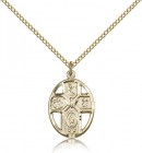 5 Way Cross Holy Spirit Medal, Gold Filled