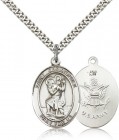 St. Christopher Army Medal, Sterling Silver, Large