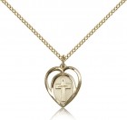 Heart Cross Pendant, Gold Filled