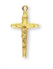 Crucifix Necklace with Patterned Inside, 16 Karat Gold Over Sterling Silver with Chain