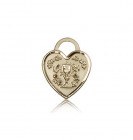 Communion Heart Medal, 14 Karat Gold