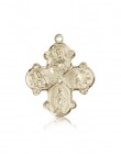 4 Way Cross Pendant, 14 Karat Gold