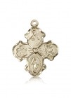 4 Way Cross Pendant, 14 Karat Gold