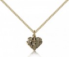Heart of Jesus Cross Pendant, Gold Filled