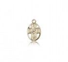 5 Way Cross Pendant, 14 Karat Gold