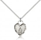 Miraculous Heart Medal, Sterling Silver