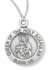 Women's Queen of the Holy Scapular Necklace, Sterling  Silver with Chain Options