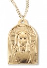 Women's 14kt Gold Over Sterling Silver Jesus Face Necklace + 18 Inch Gold Plated Chain &amp; Clasp