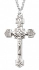 Men's Sterling Silver IHS Crucifix Necklace Pointed Tips with Chain Options