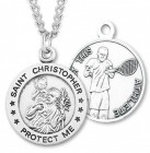 Round Boy's St. Christopher Tennis Necklace With Chain