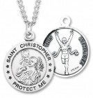 Round Boy's St. Christopher Track Necklace With Chain