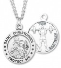 Round Boy's St. Christopher Weight Lifting Necklace With Chain