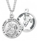 Round Boy's St. Sebastian Lacrosse Necklace With Chain