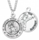 Round Boy's St. Sebastian Martial Arts Necklace With Chain