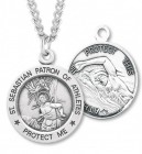 Round Men's St. Sebastian Swimming Necklace With Chain