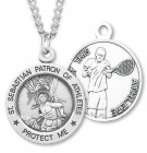 Round Men's St. Sebastian Tennis Necklace With Chain