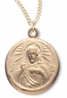 Women's 14kt Gold Over Sterling Silver Round Sacred Heart Necklace + 18 Inch Gold Plated Chain &amp; Clasp