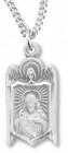 Sacred Heart of Jesus with Angel Necklace, Sterling Silver with Chain